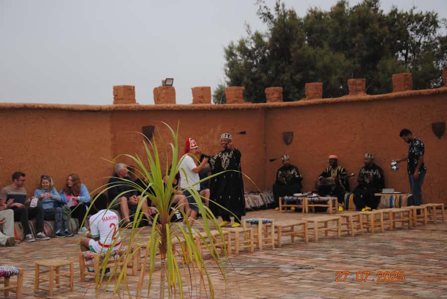 Agadir: Camel or Horse Ride + BBQ & Transfer Sunset Optional - Music, conversation, and the Berber-style meal setting