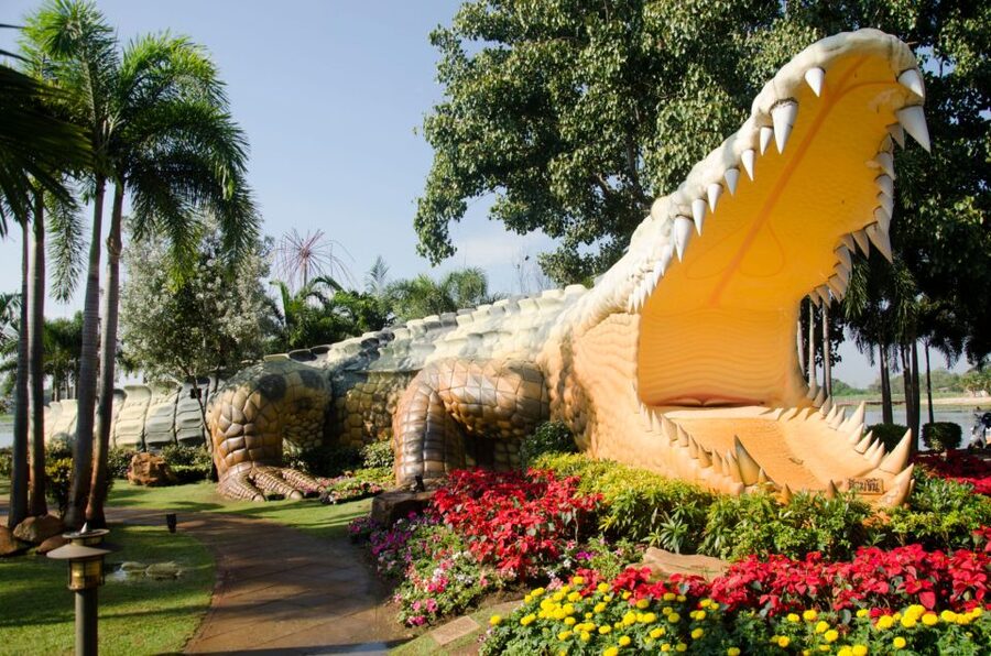 Agadir Crocoparc: Ticket and Transfer - The giant crocodile entrance sets the tone