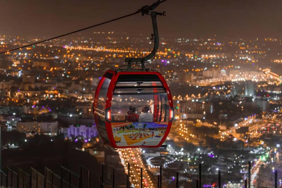 Agadir: Night Cable Car Round-Trip Ticket - A modern cabin with a changing view
