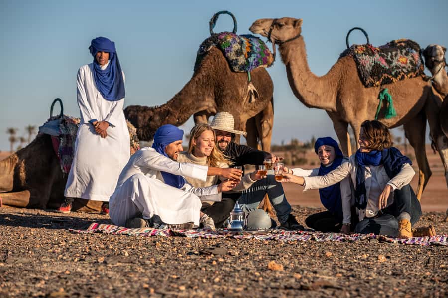 Agafay Desert: Quad Bike and Camel Ride Adventure Tour - Yamaha quads across hills and dry riverbeds
