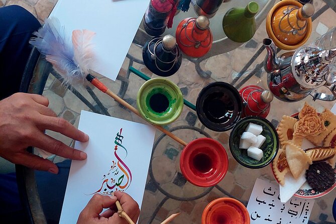 Arabic Calligraphy Workshop Marrakech - The teachers: Zizi, Houcine, Essaid, and Said