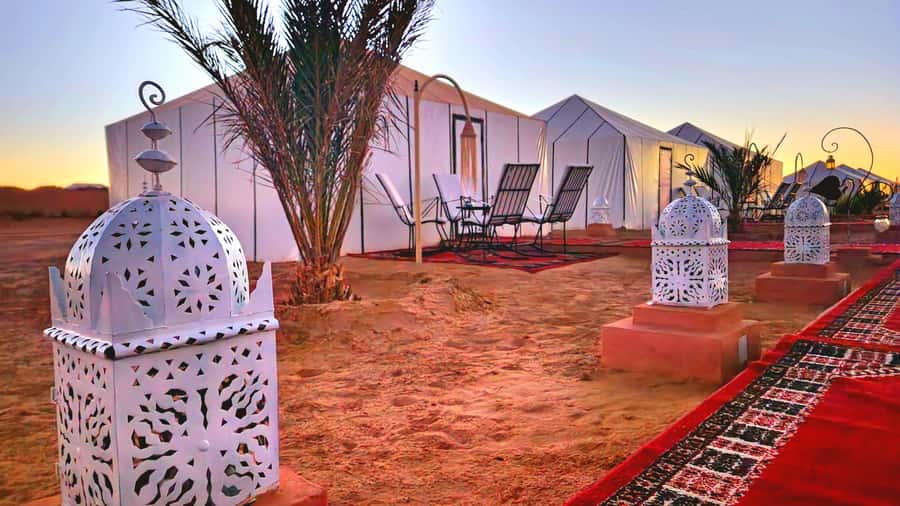 Camp Overnight in Merzouga's Erg Chebbi Dunes from Merzouga - Sleeping in a double tent with private facilities