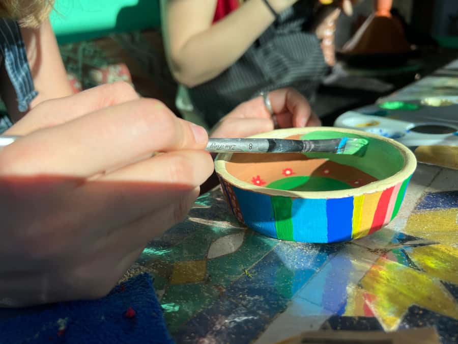 Creative Painting on Fes Pottery - Arriving at Dar Sunrise Fes in the medina