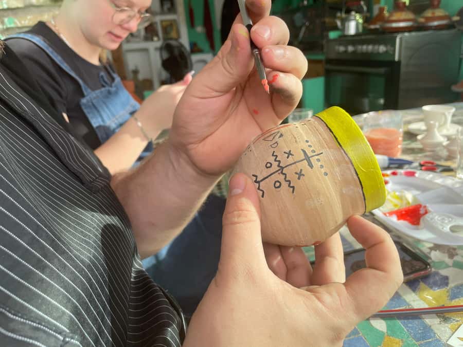 Creative Painting on Fes Pottery - Jessica, language support, and the social side