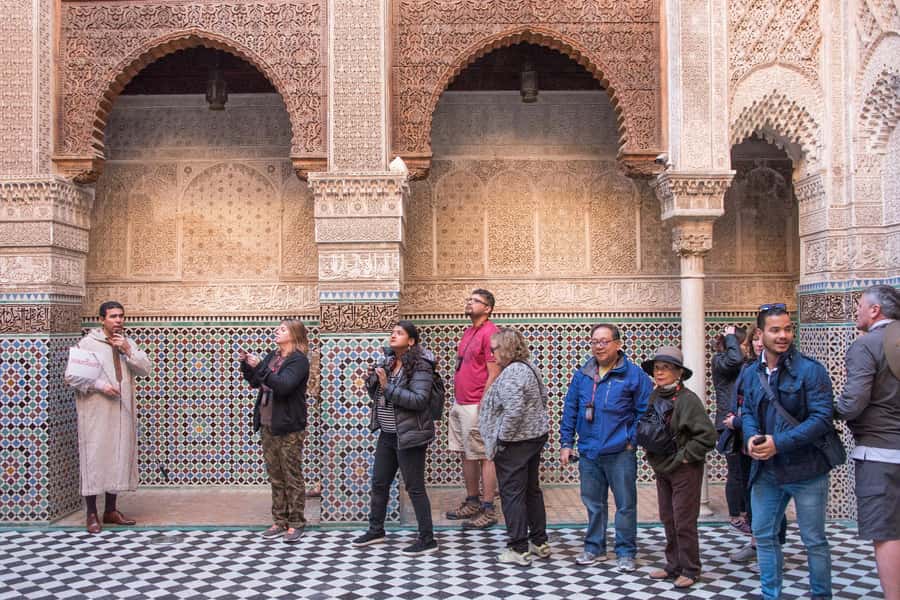Fes: Attarine Madrasa, Museum, Tannery, Souk and Medina Tour - Pottery, zellige, and the detail behind Moroccan decoration