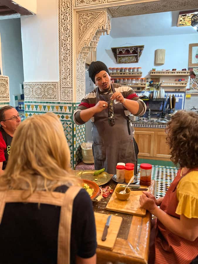 Fez: Souk Tour and Traditional Home Cooking Class - A short walk through the local food market
