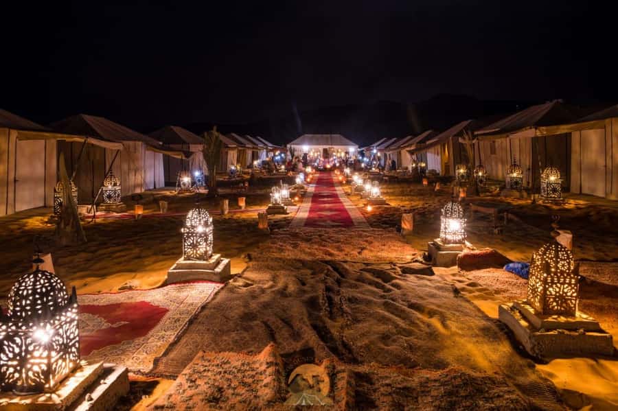 From Marrakech: 3-Day Merzouga and Sahara Desert Tour - A Berber camp under a cold, clear sky