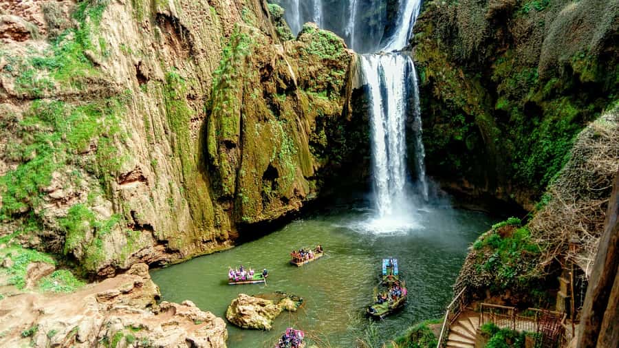 From Marrakech: A day Trip to Ouzoud waterfalls - First sight of the 110-meter falls