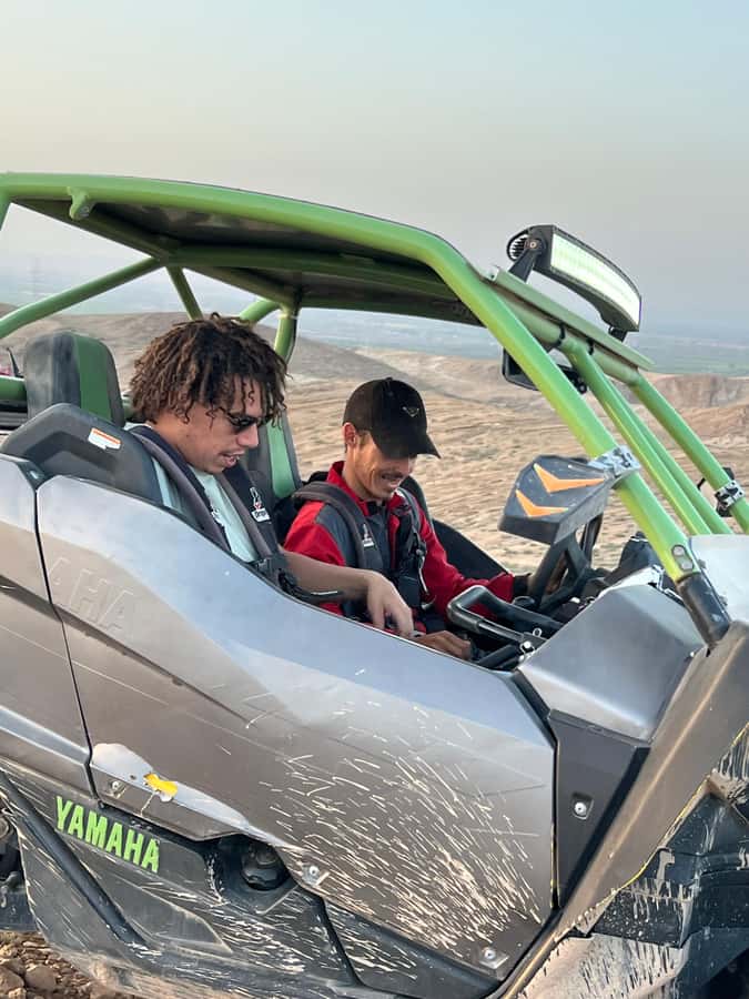 From Marrakech: Agafay Desert Buggy 1Hour & Dinner Show - Riding through Agafay as the sun drops