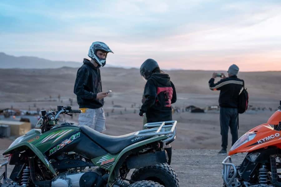 From Marrakech: Agafay Desert Quad Biking with Dinner & Show - Getting comfortable on the shared quads