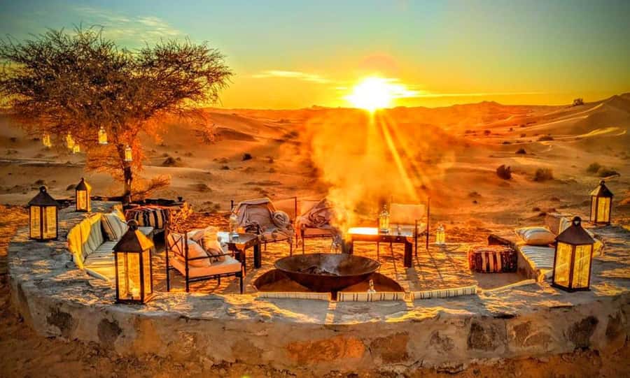 From Marrakech : Agafay Desert Sunset Dinner with Camel Ride - Changing into a Saharan outfit sets the mood