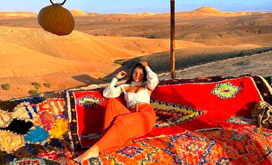 From Marrakech : Agafay Desert Sunset Dinner with Camel Ride - The minibus ride brings the Atlas Mountains into view