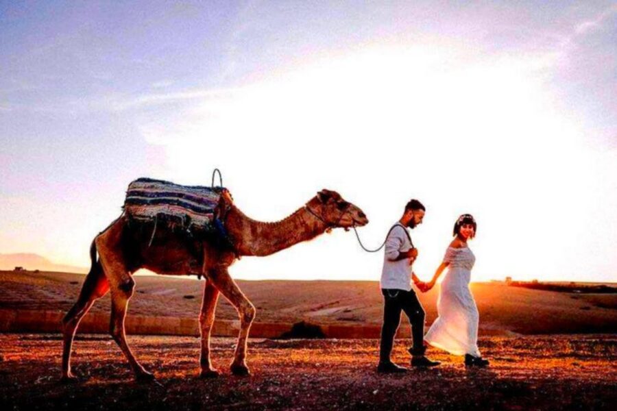 From Marrakech: Agafay Desert Sunset Dinner with Live Show - Sitting down to a Moroccan dinner