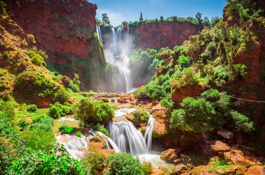 From Marrakech: Guided Ouzoud Waterfalls Tour with Boat Ride - Arriving above the 110-meter Ouzoud Falls
