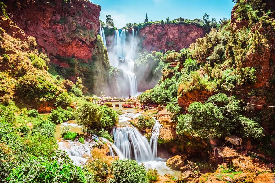 From Marrakech: Ouzoud Waterfalls Guided Tour & Boat Ride - First view of the Ouzoud cascades