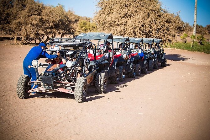 Fun buggies in Agadir Forest and Beach Dunes - Safety briefing, helmets, and old-school buggies