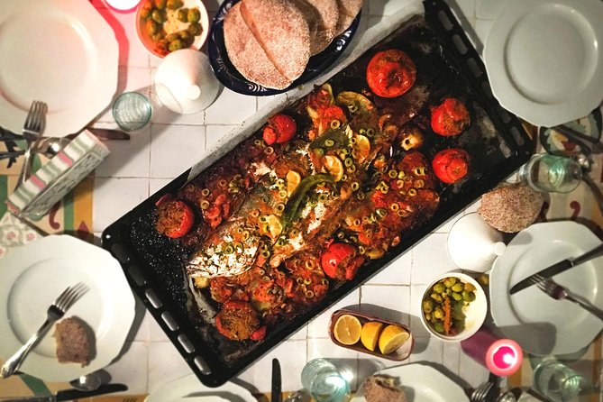 Market Tour & Moroccan Cooking Class in Casablanca with Transfers - Cooking in Chamsi’s open-plan kitchen