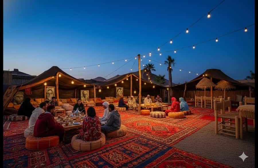 Marrakech: Agafay desert camel ride with dinner & spectacle - The fire show finale