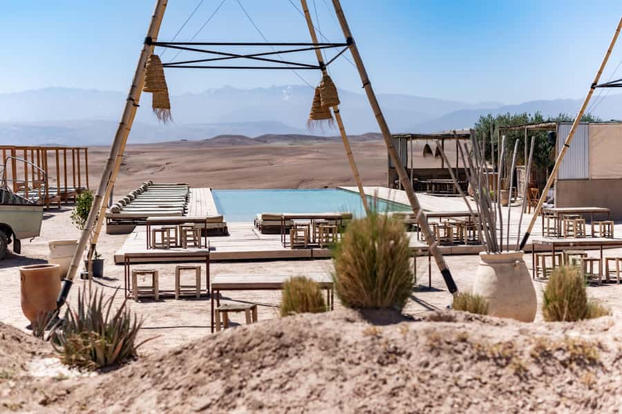 Marrakech: Agafay Desert Inara Camp Pool Day Pass with Lunch - Lunch beneath the olive trees