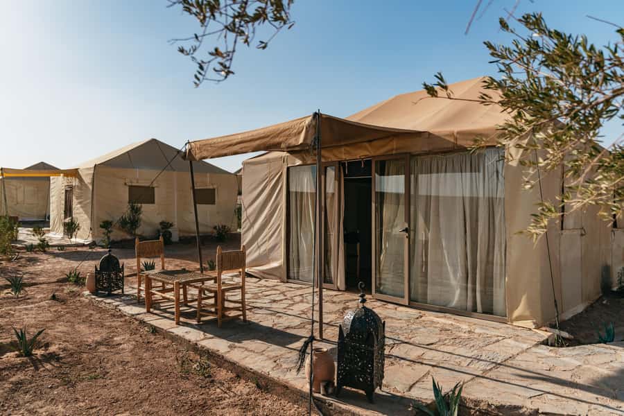 Marrakech: Agafay Desert Magical Overnight with Dinner Show - Pool time in a desert camp