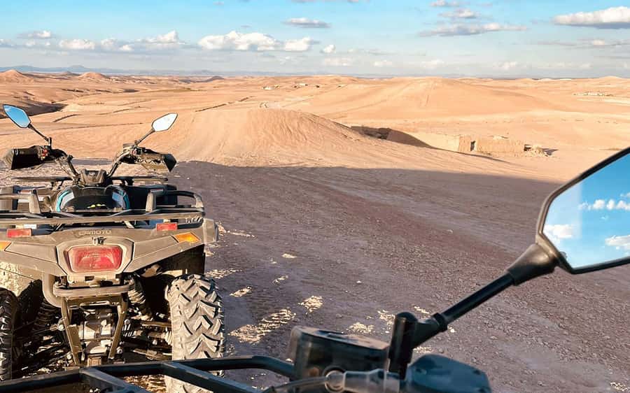 Marrakech: Agafay Desert Quad Bike Tour with Moroccan Tea - Getting fitted with a quad and safety gear