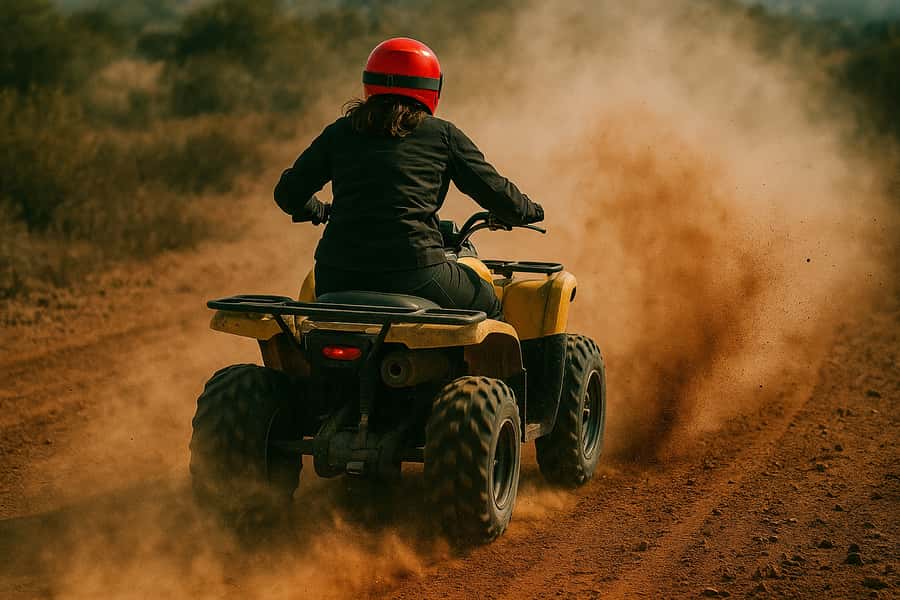 Marrakech: Agafay Desert Quad Bike with Camels & Dinner Show - Quad biking across the shared desert track