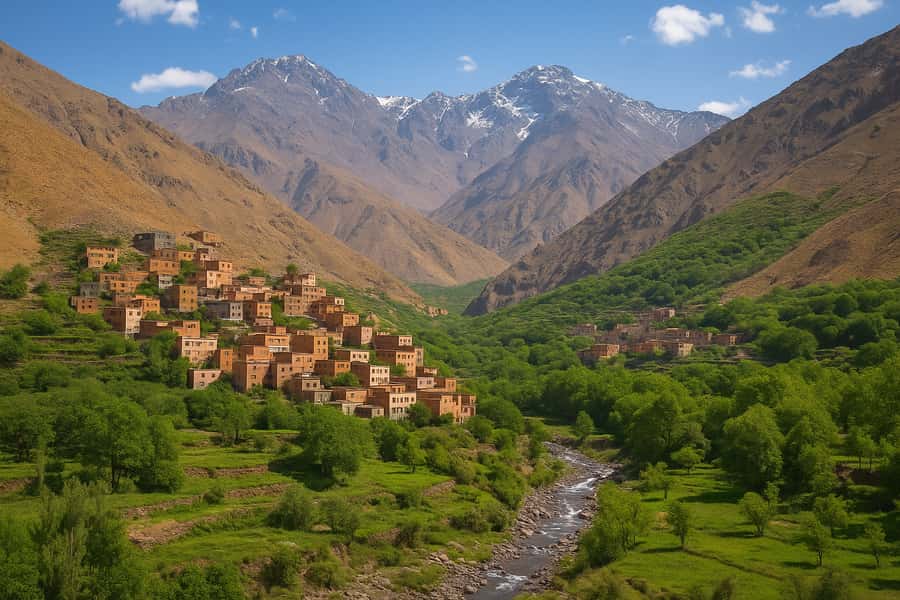 Marrakech: Atlas Mountains & Valleys Waterfall Hike w/ Lunch - Walking through Imlil Valley