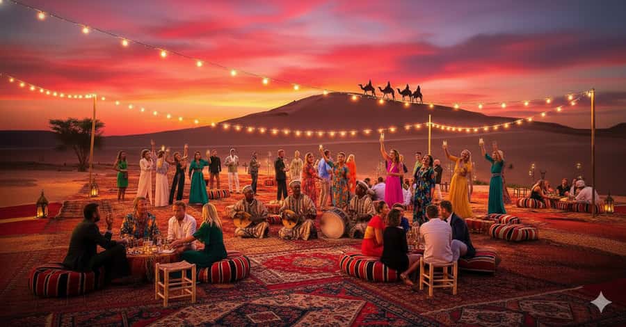 Marrakech: Camel Ride, Dinner, Pool, and Fire Show in Agafay - The 20-minute camel ride at sunset