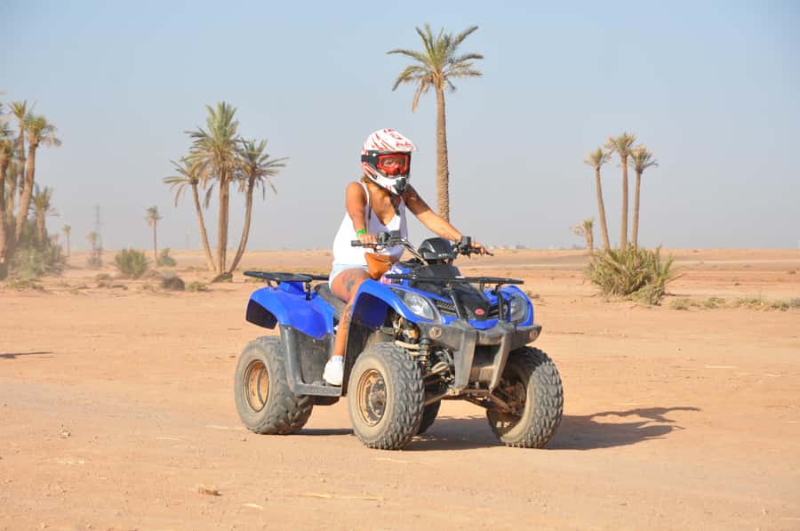 Marrakech: Desert and Palm Grove Quad Tour with Tea - Riding through the palms