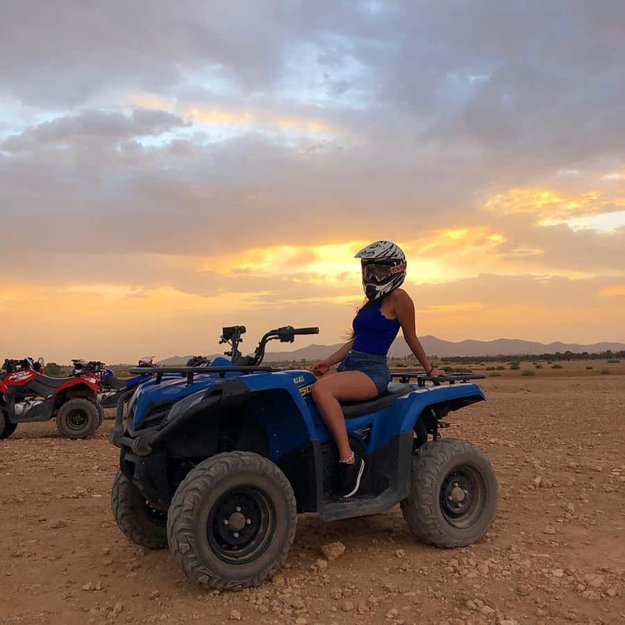 Marrakech: Desert and Palm Grove Sunset Quad Tour with Tea - The two-hour route covers palms, hills, villages, and rocky ground