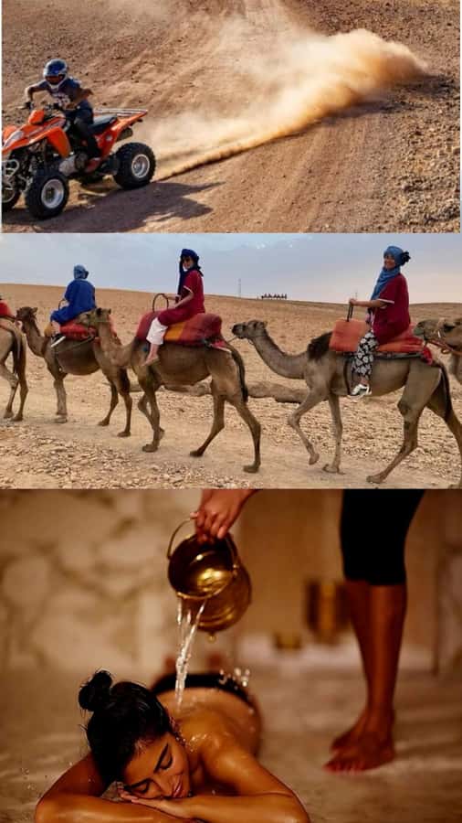 Marrakech: Full-Day Camel Ride, Quad Bike, & Spa Tour - Camel riding across the Agafay Desert