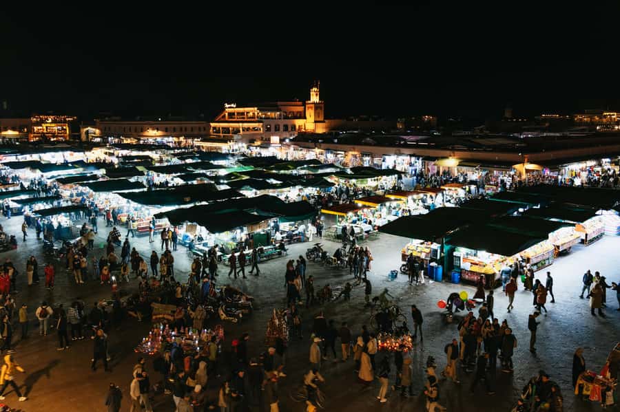 Marrakech: Medina by Night Walking Tour with Moroccan Tea - Moroccan tea above Jemaa el Fnaa