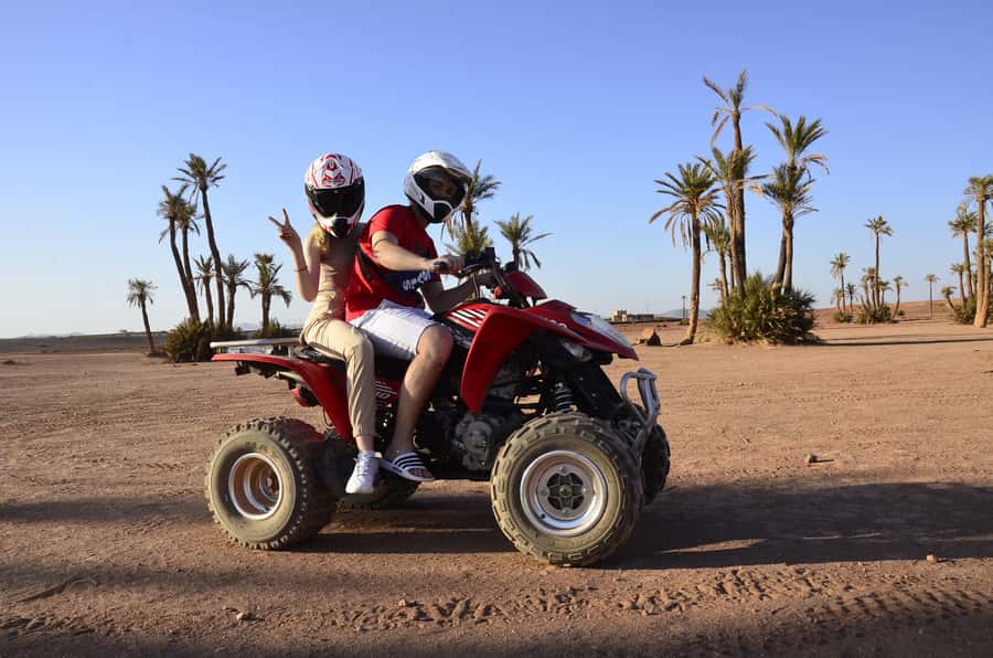 Marrakech: Palmeraie Guided Quad Tour with Tea Break - Moroccan tea, bread, and olives in a rural setting