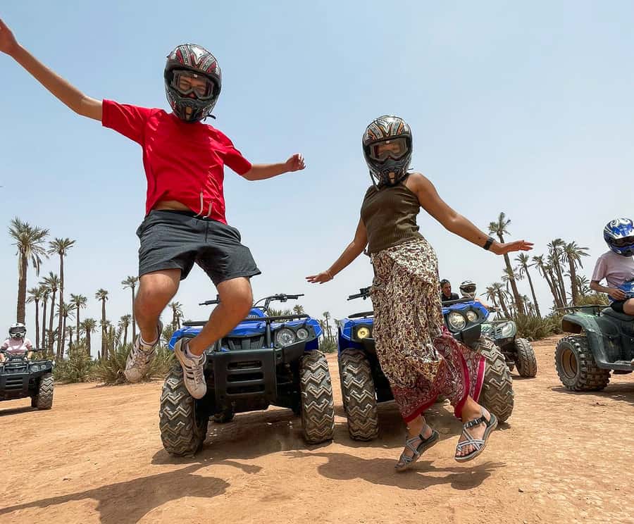 Marrakech Quad Bike Experience: Desert and Palmeraie - Getting fitted for the quad bikes
