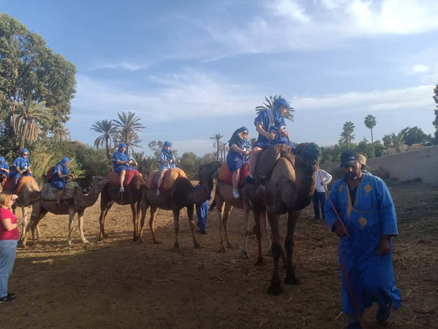 Marrakech: Sunset Camel Ride in the Palmeraie - Meeting the camel caravan and dressing like a nomad