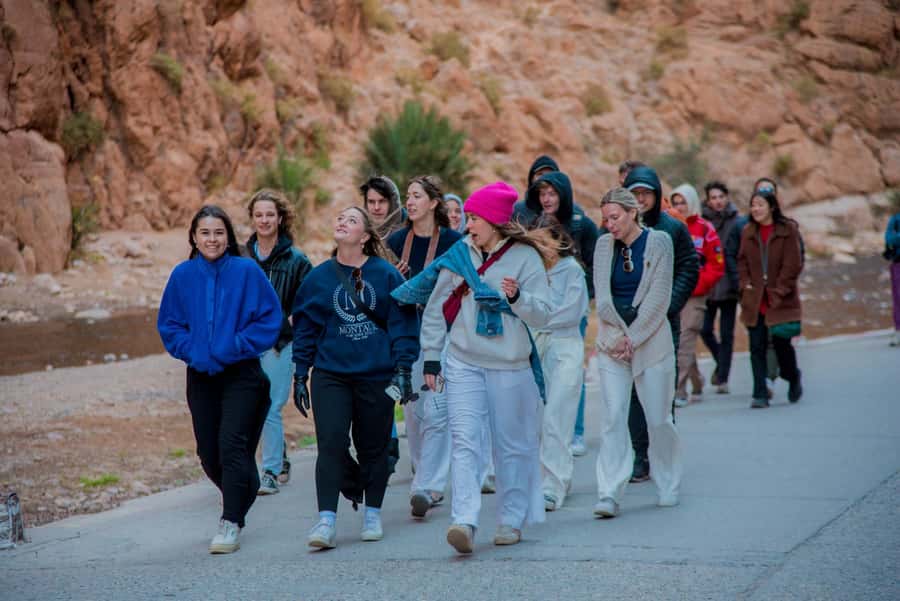 Marrakech to Fes: 3-Day Merzouga Desert Camel & Sandboarding - Beneath the cliffs of Todra Gorge
