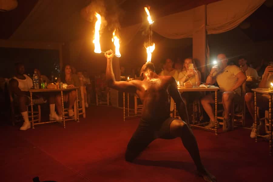 Marrakesh: Agafay Desert 3-Course Dinner Show & Pool Access - Sunset over dry Moroccan hills