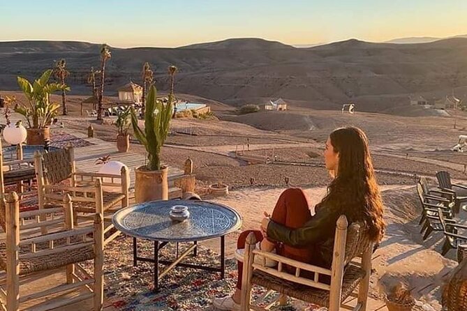 Marrakesh: Sunset Dinner in Agafay Desert with Show & Transfers - Watching sunset with the High Atlas in view