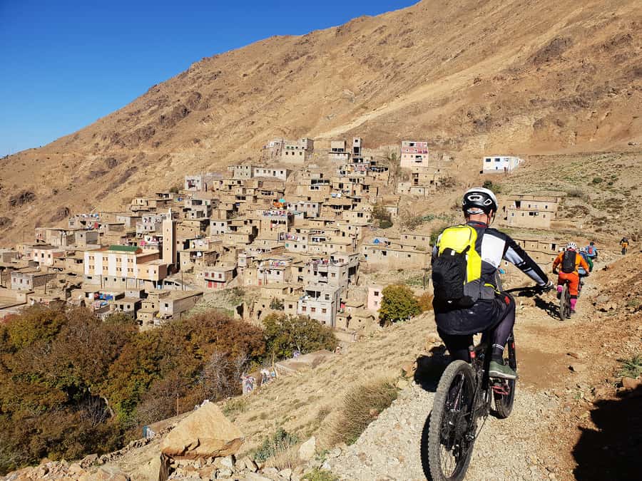 Marrakesh: Toubkal National Park Mountain Bike Trip w/Lunch - The first climb and mint tea at 2,300 meters