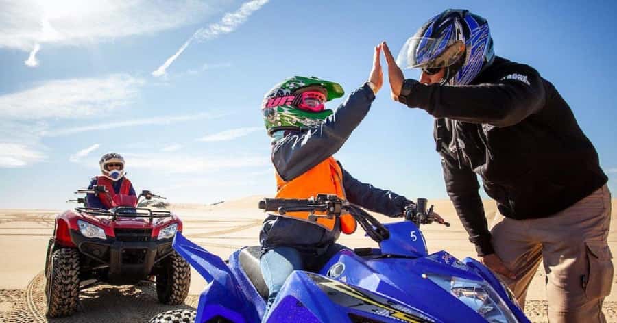 Paradise Valley & Desert Dunes with Camel Ride and quad bike - Quad biking across the Timlaline Sand Dunes