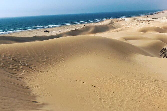 Quad Biking and Sandboarding on Sand Dunes Wild Beach - Tifnit gives you sea views and desert tracks